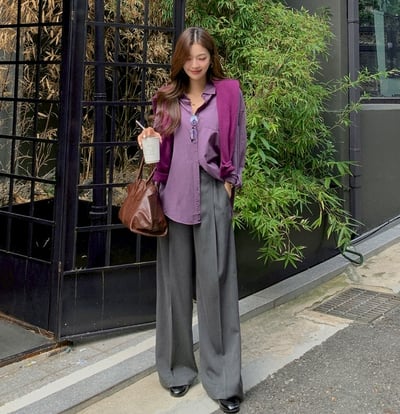 後鬆緊人字紋磨毛西裝褲5