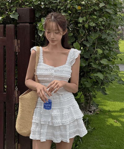 排釦蕾絲含bratop背心+短褲裙SET7