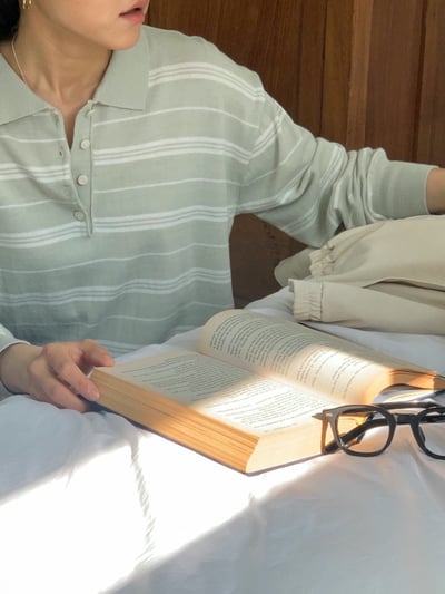 polo翻領薄款橫條紋針織衫7