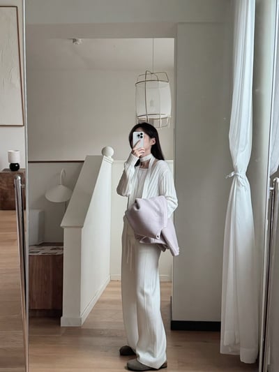 大圓領落肩坑紋針織衣（附綁帶)3