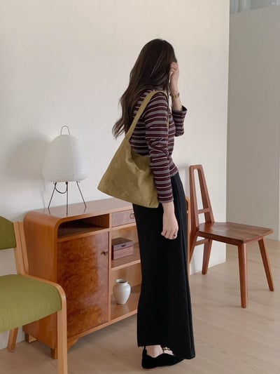 文青條紋鈕扣上衣8