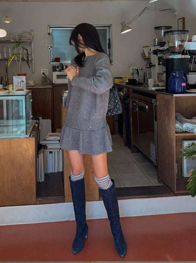 兩穿款！鈕扣針織波浪裙擺短洋9