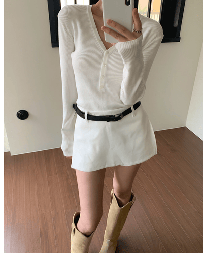 挺版辣款開衩短褲裙（附皮帶）2