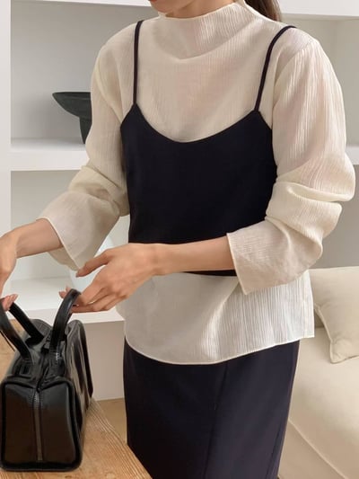 氣質背心+雙層配色長裙SET（黑S現貨一套）5