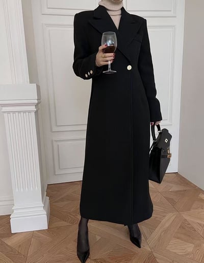 氣質翻領長版大衣外套4