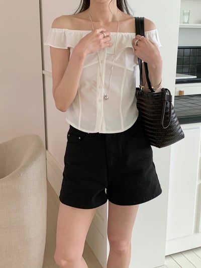波浪平領排扣襯衫9