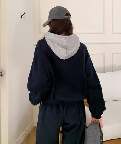 撞色連帽衛衣+長褲SET9