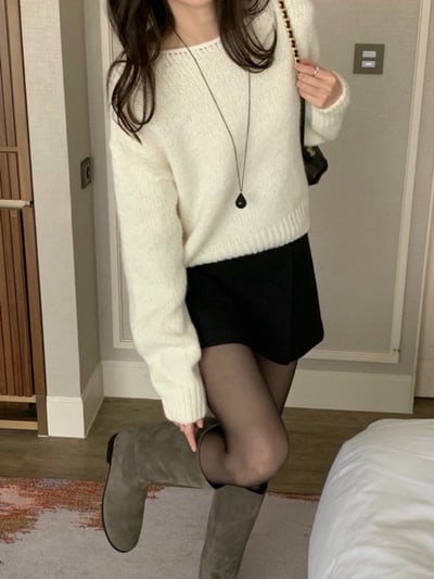 磨毛款打褶造型Ａ字短裙8