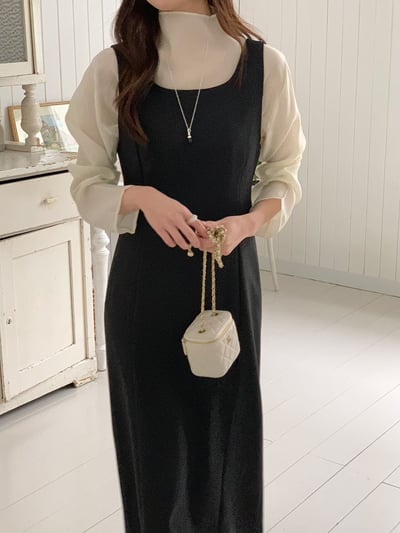 方領壓線西裝後開衩背心長洋3