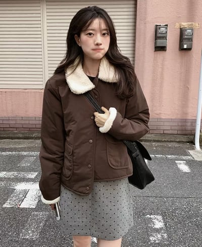 拼接毛毛領羽絨外套5