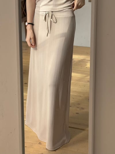 折扣✨高領坑紋短袖上衣＋順身抽繩長裙SET(可拆買）7