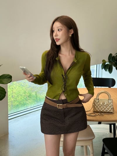 低腰豹紋牛仔短褲裙7