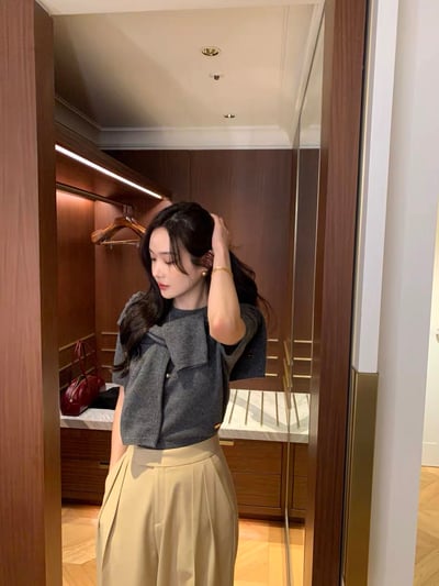 (客訂勿下單)短袖針織衫+圓領排釦外套SET3