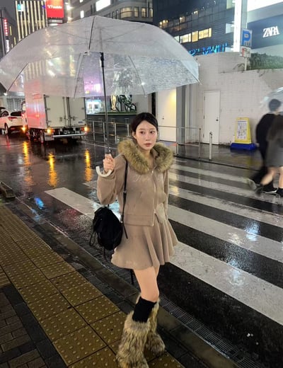 拼接皮革口袋磨毛外套＋壓摺短褲裙SET(可拆買)5