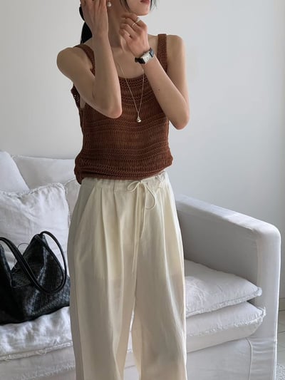百搭清新款Ｕ領鉤針背心4
