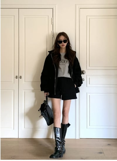 內刷毛連帽寬鬆外套＋短褲SET5