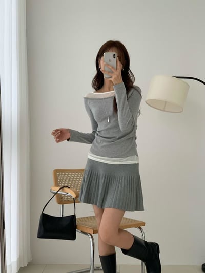 假兩件拼接造型上衣6