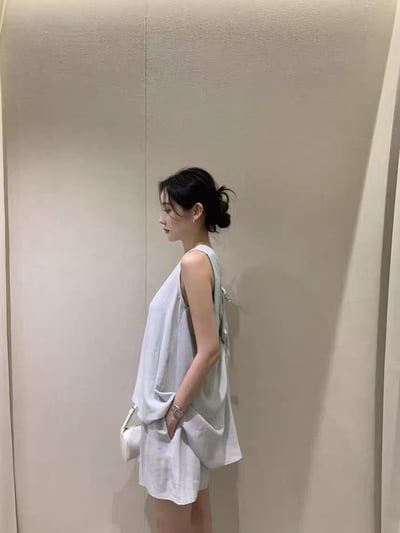 後綁結背心+抽繩鬆緊短褲SET1
