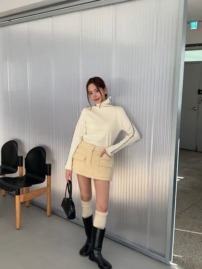 立體縫線滾邊高領打底針織衣6