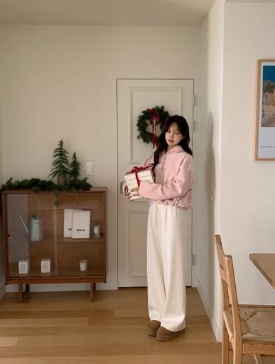 細坑紋內刷毛厚款休閒長褲7