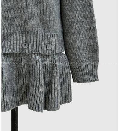 兩穿款！鈕扣針織波浪裙擺短洋12