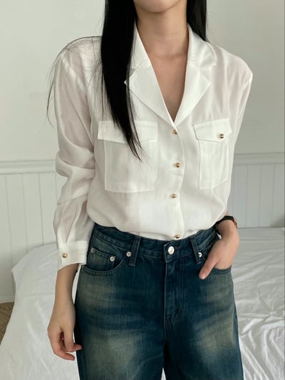 翻領金釦軟料襯衫3