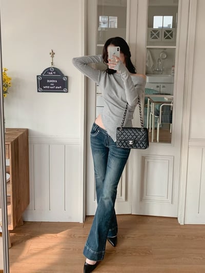 斜領腰間抓皺尖端下擺T5