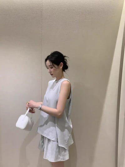 後綁結背心+抽繩鬆緊短褲SET2