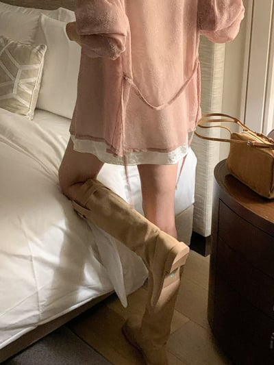 立體碎花口袋軟料襯衫（附綁帶）5