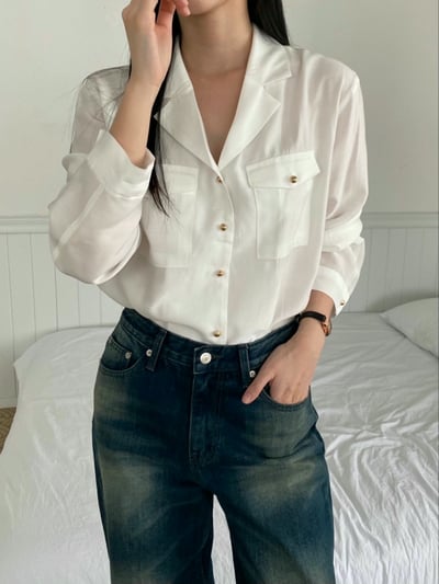 翻領金釦軟料襯衫2