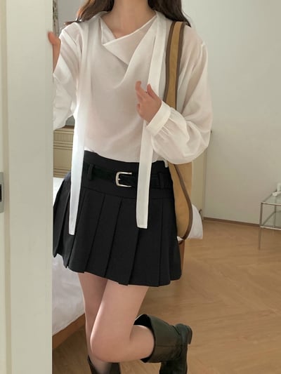 百摺雙層造型西裝短褲裙3