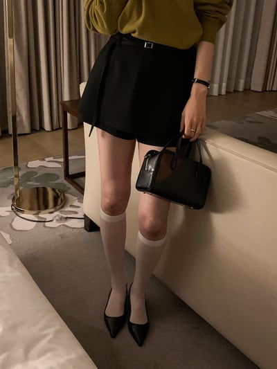 中腰Ａ字西裝短褲裙（附腰帶）8