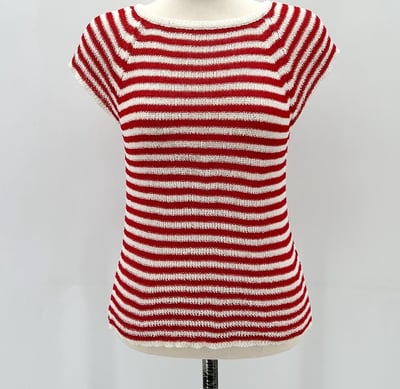 配色半包袖橫條紋薄款針織Ｔ8