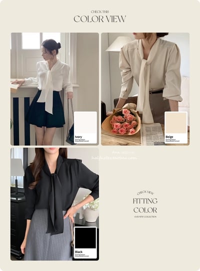 V領綁結雪紡衫1