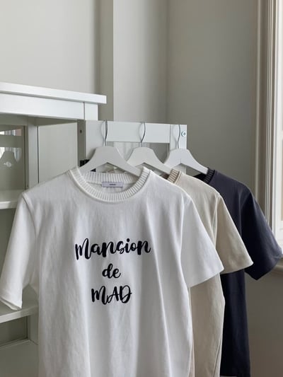 拼接螺紋領刺繡字母短Ｔ7