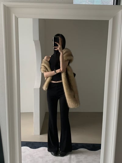 輕奢感狐狸毛寬版圍巾3