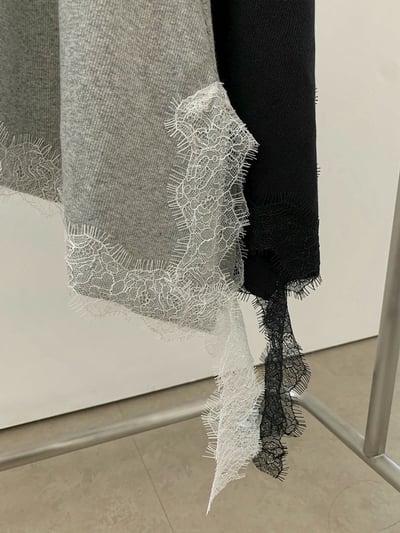 不對稱下擺拼接蕾絲棉質背心短洋14