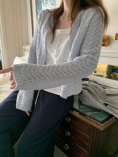 簍空造型針織短外套3