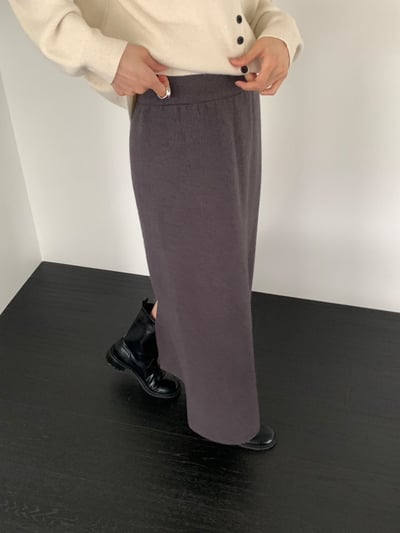 後開衩內裡水貂毛針織長裙3