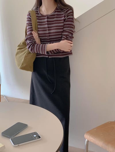 文青條紋鈕扣上衣10