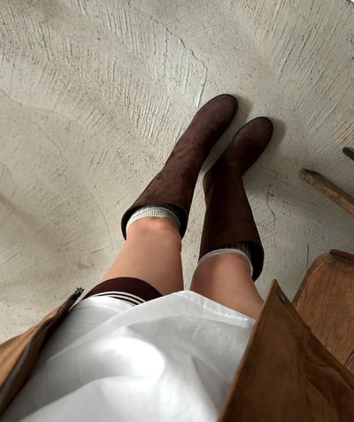 圓頭平底麂皮膝下平底靴3