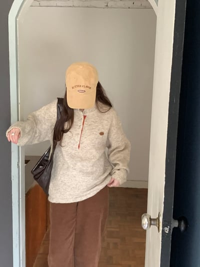 皮革logo撞色半釦領羊毛衣（60％）3