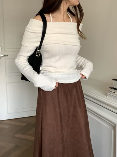 繞頸綁結反摺領薄款針織衣9