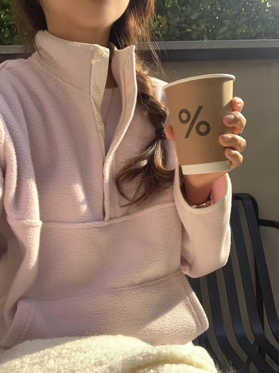 立領半排扣磨毛上衣4