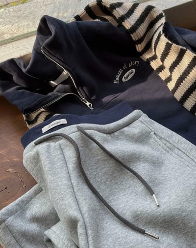 內刷毛刺繡logo拉鍊領大學Ｔ13