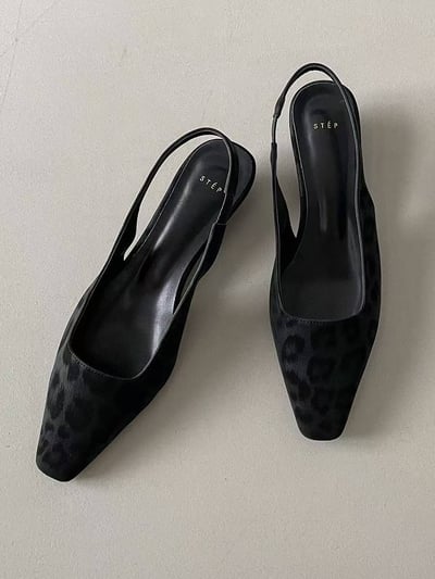 漆皮革方頭後帶低跟鞋(３cm)4