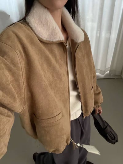 拼接毛麂皮內鋪棉外套3