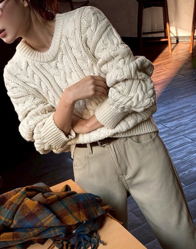 扎實磅數麻花針織衣1