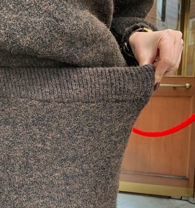 兩面穿排釦針織外套＋鬆緊長裙SET10