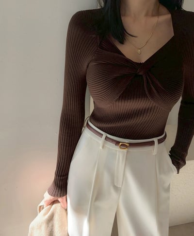 扭結造型坑條上衣4